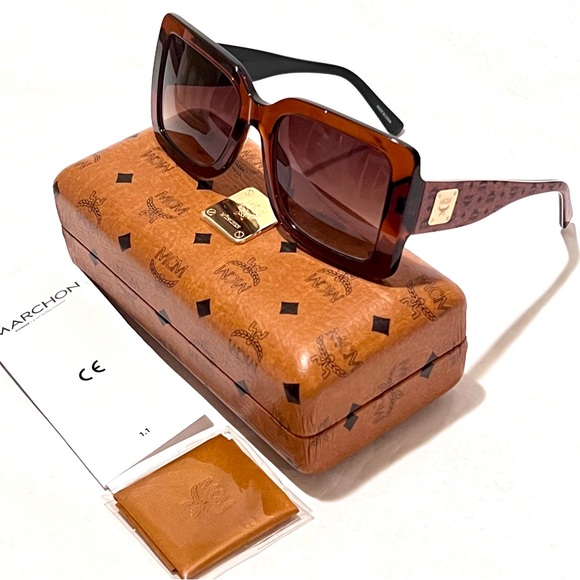 MCM 54mm Rectangular Sunglasses with Case/Cloth Brown/Cognac - Picture 1 of 13